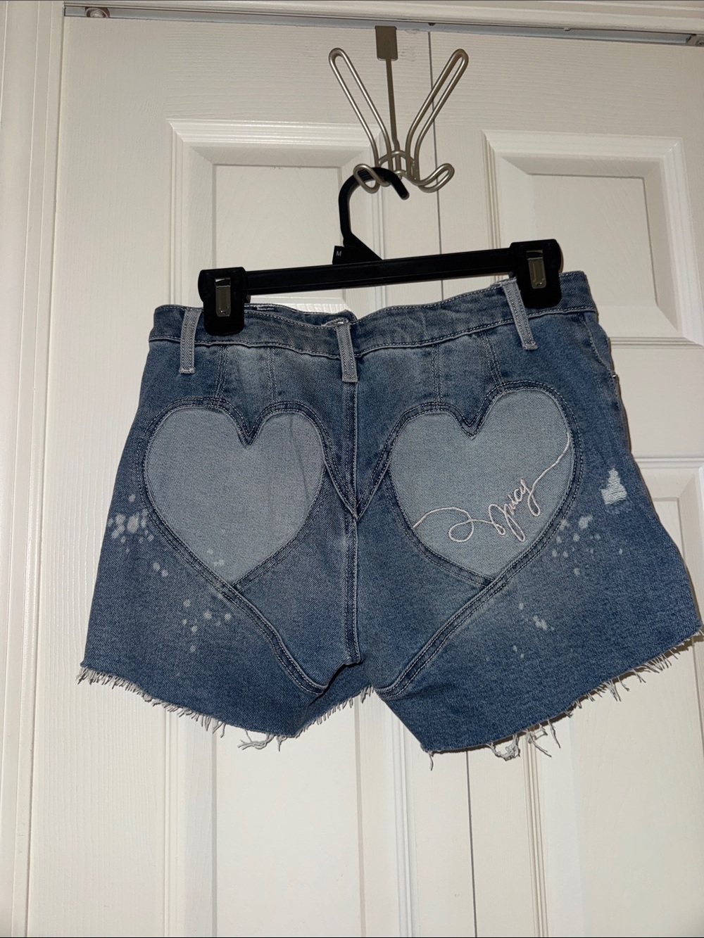 JUICY COUTURE Blue Heart-Back Denim Shorts